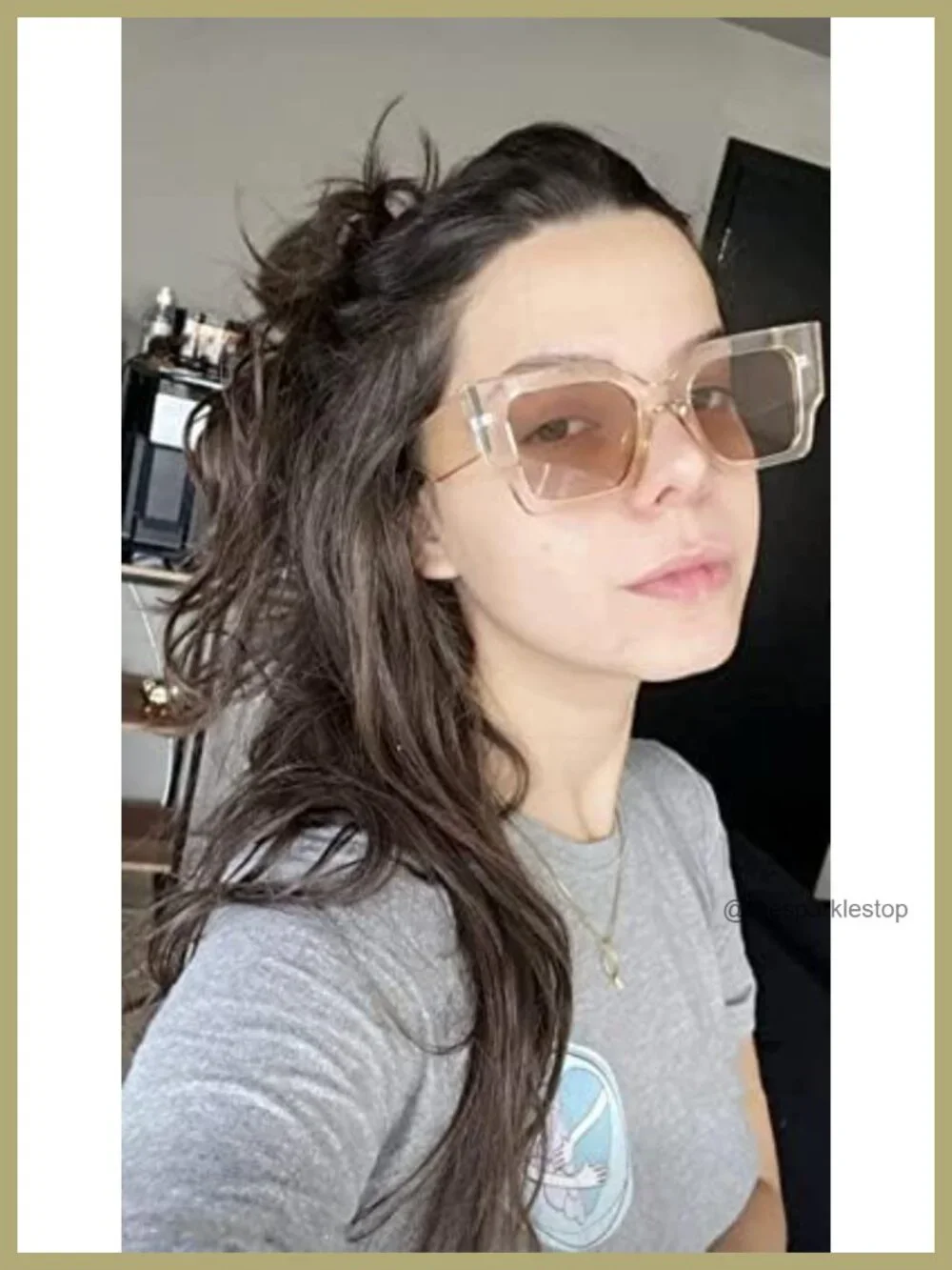 Oversized Square Sunglasses for Women UV400 Plastic Frame